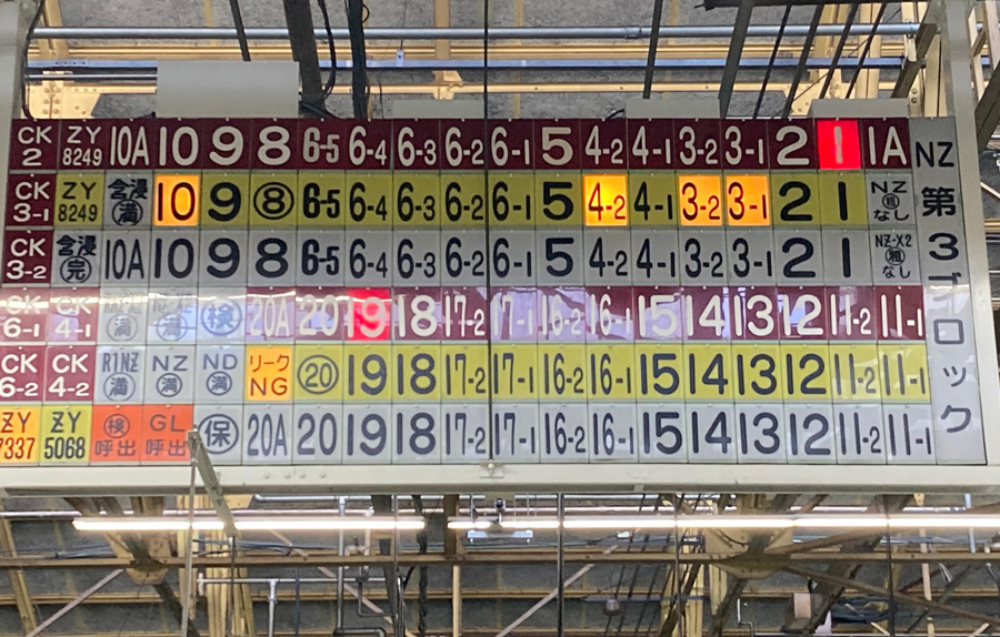 Problem display board at Toyota